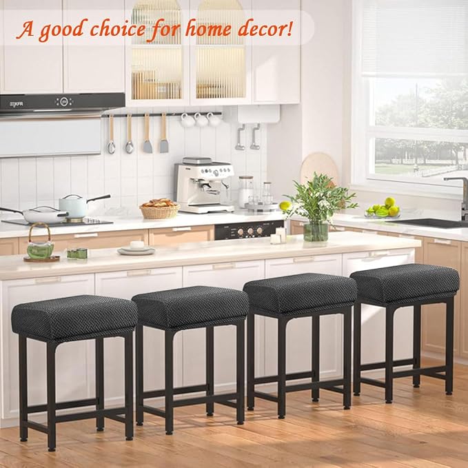 Levoberg Bar Stool Cover Rectangle Stretch Counter Height Barstool Slipcovers Rectangular Vanity Stool Cover Kitchen Counter Saddle Seat Cover for Wooden Metal Bench Set of 2 Dark Gray