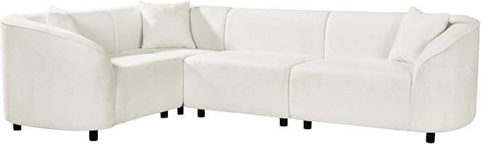 Merax 104" L-Shaped Curved Sofa, Comfy Upholstered Sectional Couch with Extra Deep Seats, Boucle Sofa for Living Room Apartment Office, Beige