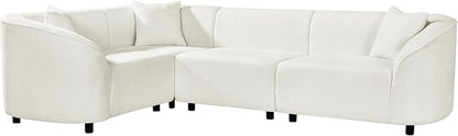 Merax 104" L-Shaped Curved Sofa, Comfy Upholstered Sectional Couch with Extra Deep Seats, Boucle Sofa for Living Room Apartment Office, Beige