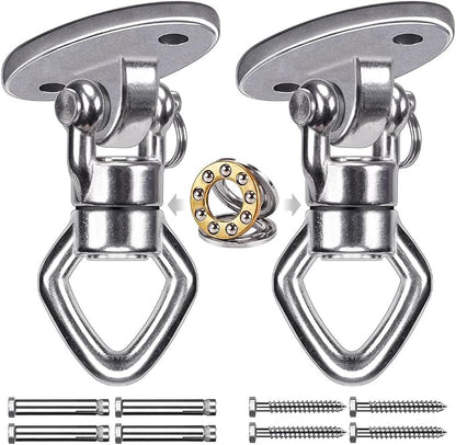 BeneLabel 2Pack Swing Hanger with Bearing Swivel 800LB Capacity Stainless Steel Aerial Silks Ceiling Mount Bracket Hammock Hardware for Swings, Hanging Chair, Aerial Hoop, Heavy Bag, Yoga Swing