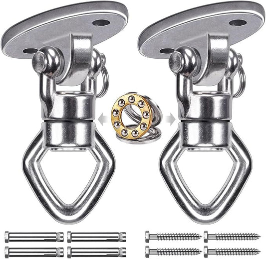BeneLabel 2Pack Swing Hanger with Bearing Swivel 800LB Capacity Stainless Steel Aerial Silks Ceiling Mount Bracket Hammock Hardware for Swings, Hanging Chair, Aerial Hoop, Heavy Bag, Yoga Swing