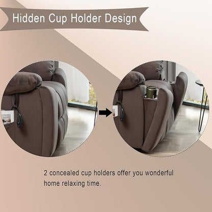 FUNECORP Power Lift Recliner Chair with Massage and Heating Functions,Velvet Sofa with 2 Remote Controls and Two Cup Holders,Recline up to 160 Degrees,Suitable for Living Room