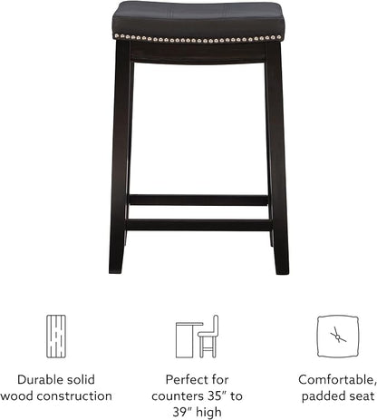 Linon Claridge Counter Stool, Black, 26" x 18" x 12.75"