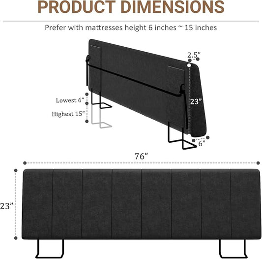 King Size Headboard Only-No Assembly, Upholstered Headboard King Size Linen Fabric Modern Style Headboards Extra-Thick, Black