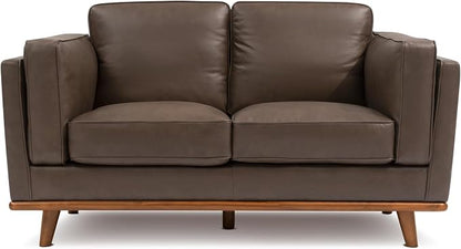 Valencia Artisan Full Leather Loveseat Sofa 66”| Pure Full Italian Nappa Leather Couch, Solid Wood Accent, Ultimate Comfort, Chocolate