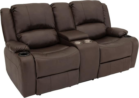RecPro Charles 70" Powered Double RV Wall Hugger Recliner Sofa | Loveseat | RV Furniture with Upgraded 2023 Fabric (Chestnut)