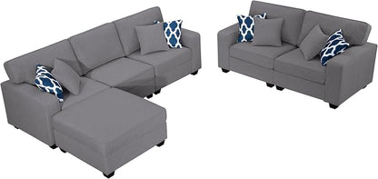 Legend Vansen Oversized Modular Sectional Sofa,U/L‑Shaped Reversible Couch with Ottoman,Deep Seat Plush Polyester Sofa for Living Room,6‑Seater,Dark Grey