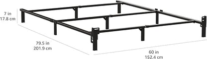 Amazon Basics Metal Bed Frame, 9-Leg Support Base for Box Spring and Mattress, Queen Size, Tool-Free Easy Assembly, 79.5" L x 59.5" W x 7" H, Black
