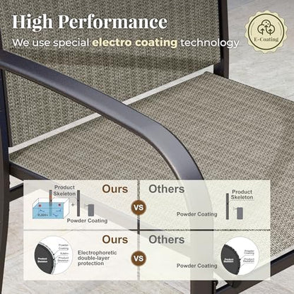 MIXPATIO 7pc Patio Dining Set, 60" Metal Table(PVC Top), 6 Brown Chairs