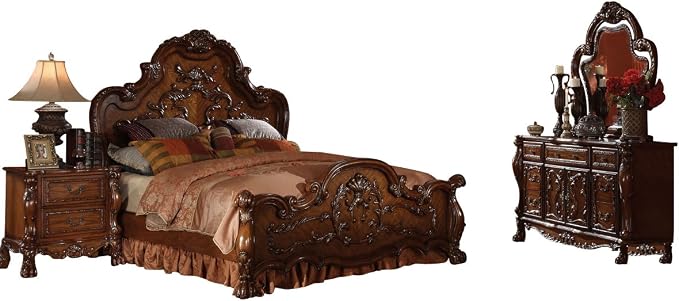 Acme Dresden Bedroom Set with Queen Bed, Nightstand, Mirror and Dresser