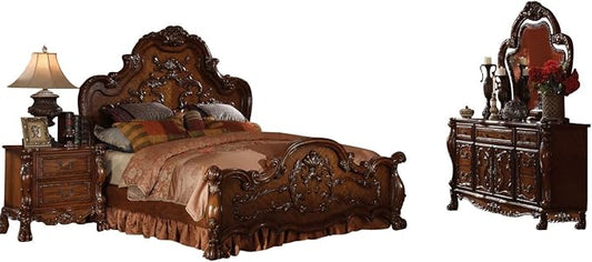 Acme Dresden Bedroom Set with Queen Bed, Nightstand, Mirror and Dresser