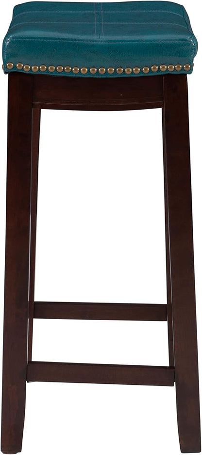 Linon Carson Blue Backless Counter Stool, Brown