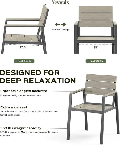Vexwalx 7-Piece Outdoor Dining Set, Aluminum Dining Table Set for 6, Patio Table and Chairs Set (Gray)