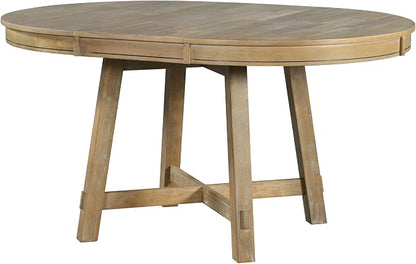 Ball & Cast Farmhouse Extendable Dining Table for 4-6, 42"-58" Extendable Kitchen-Table with a 16" Leaf, Round Ellipse Retro Wood Dining Room-Table w/Removable Leaves,Space Saving, Natural