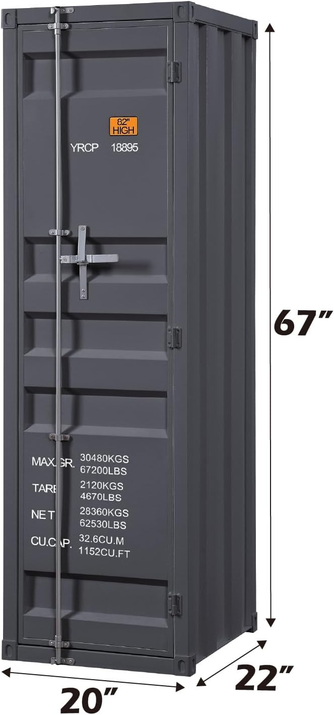 Acme Cargo Wardrobe Armoire with 1 Door in Gunmetal