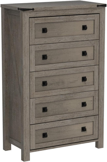 T4TREAM 48" Tall Farmhouse 5-Drawer Dresser for Bedroom, Light Rustic Oak | Rustic chests of drawers, Wood Storage Cabinet, Metal Handle, Unique Corner Accent, Bedroom, Living Room, Hallway