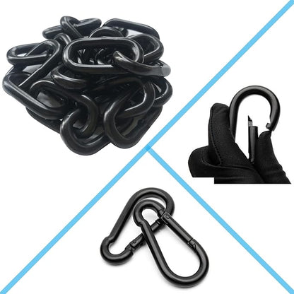 2Pcs Black Heavy Duty Hanging Chains with 4 Carabiners, Chair Hardware for Indoor Outdoor Playground Hanging Chair Hammock Punching Bags 800 LB Capacity (Black Metal Chain-43 Inch-2 Packs)