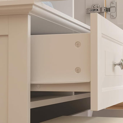 Bedroom Wardrobe Cabinet with 2 Doors, Wood Armoire Closet with Hanging Rod, Wardrobe Closet with 3 Drawers & Multi-Shelves for Clothes Organize, White (19.7" D x 31.5" W x 70.9" H)
