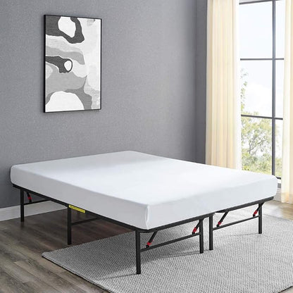 Basics Bed Frame with Storage, Foldable Metal Platform, Sturdy Steel, No Box Spring Needed, 14 inches High, Tool-Free Easy Assembly, Noise-Free, King Size, Black