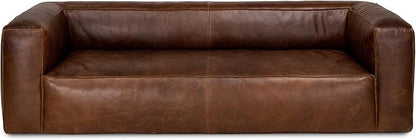 Valencia Graz Leather Wide Sofa 92" | Premium Full Semi-Aniline Leather | Modern Wide Couch with Unique Variations, Legless Design for Living Room, Chocolate