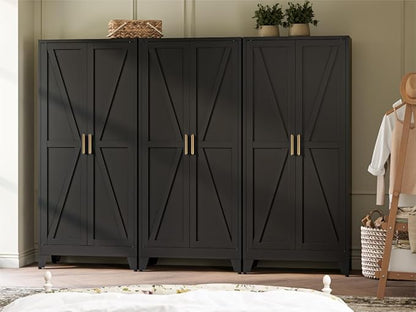 COFaR Metal Armoire Wardrobe Closet with Doors and Shelves & Hanging Rod, 71" Tall Freestanding Wardrobe Storage Cabinet, Bedroom Armoires,Steel Wardrobe Cabinet for Cloak Room,Laundry Room,Gym,Office