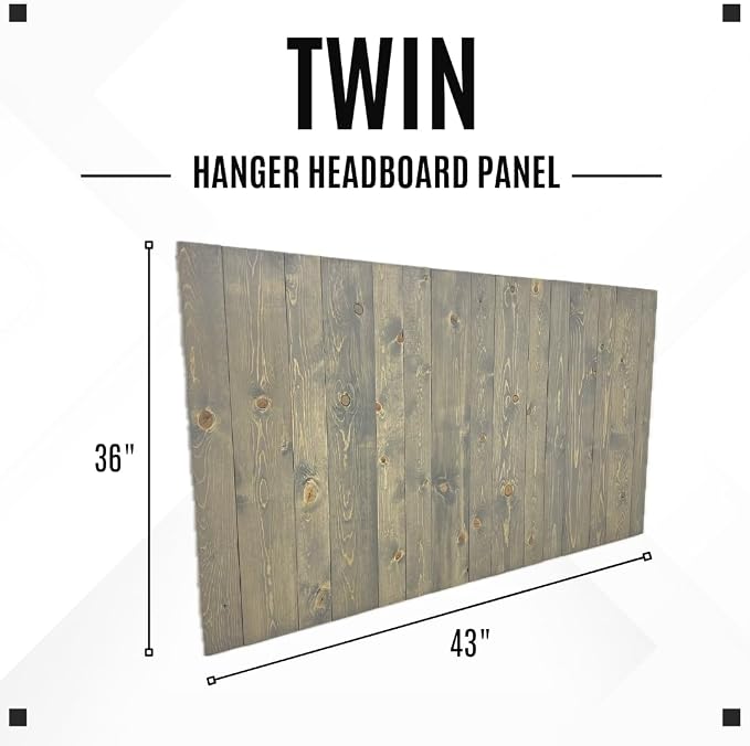 Barn Walls Solid Wood Headboard Gray Fog Oil-Based Finish with Smooth Natural Wood Grain, Wall-Mounted Panels, Adjustable Height, Rustic Coastal Bedroom, Built to Last, Twin Size Head Board