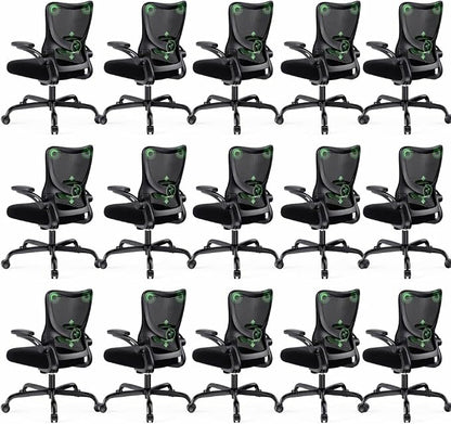 Marsail Ergonomic Office Chair Desk Chair with 3D PU Armrests and Adjustable Lumbar Support Breathable Mesh Chair Executive Rolling Swivel Comfy Task Chair for Home Office Gaming，Pack of 15