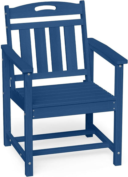 Ciokea Outdoor Patio Dining Chair, HDPE Oversized Porch Chairs with Wide Seat, All-Weather Durable Heavy-Duty Outdoor Furniture for Backyard, Poolside, Lawn & Garden, NavyBlue