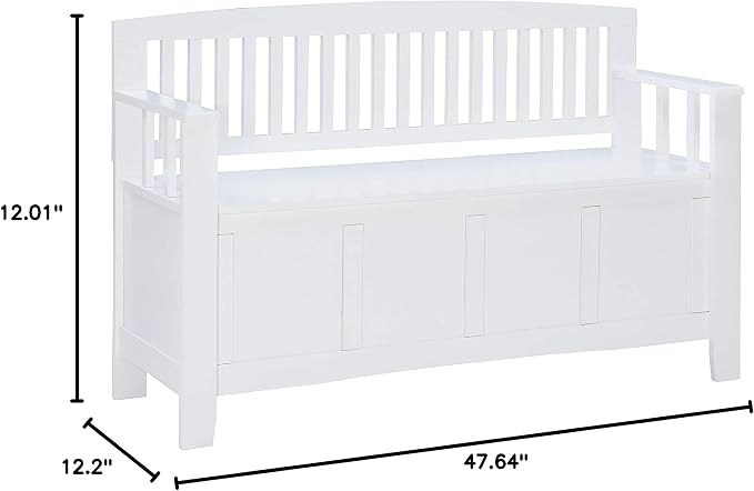 Cynthia White Storage Bench with Flip-Top Lid and Hidden Storage Space by Linon