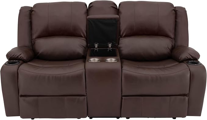 RecPro Charles RV Double Recliner Sofa | 70" | Mahogany
