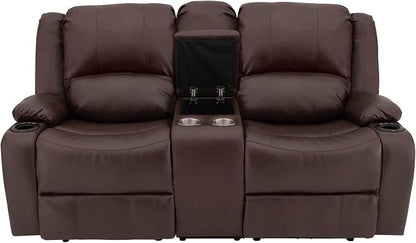 RecPro Charles RV Double Recliner Sofa | 70" | Mahogany