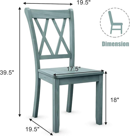 Giantex Set of 4 Dining Chairs, Rubber Wood Dining Room Chair, Farmhouse Dining Side Chairs, Max Load 400 Lbs, Wooden Kitchen Chairs for Home Kitchen, Dining Room