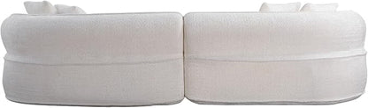114-Inch Curved Boneless Modular Sofa Compressed 4-Seat Cloud Couch with 4 Pillows, Modern Curved Boneless Foam Sofa Floor Deep Seat Cloud Couch for Living Room Bedroom