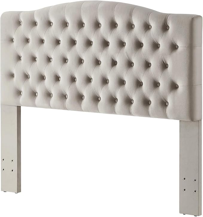 24KF Upholstered Tufted Button Velvet Headboard,Comfortable Fashional Headboard Queen/Full Size,Taupe