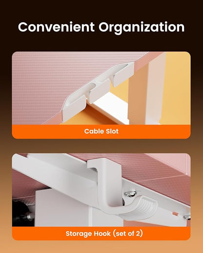 ErGear Height Adjustable Electric Standing Desk, 48 x 24 Inches Sit Stand up Desk, Memory Computer Home Office Desk, Pink