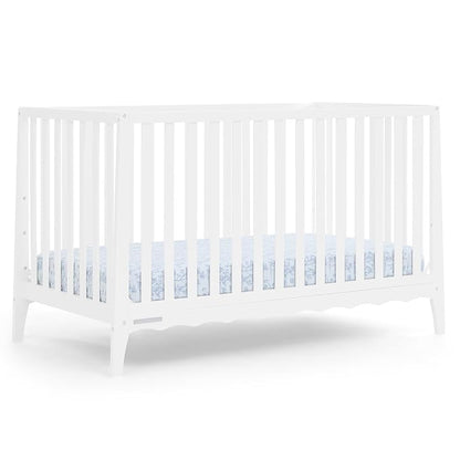 Delta Children Lulu 5-in-1 Convertible Crib, Converts to Toddler Bed, Daybed, Sofa & Full-Size Bed, Greenguard Gold Certified, Fits Standard Crib Mattress, 3 Mattress Heights for Baby,Bianca White