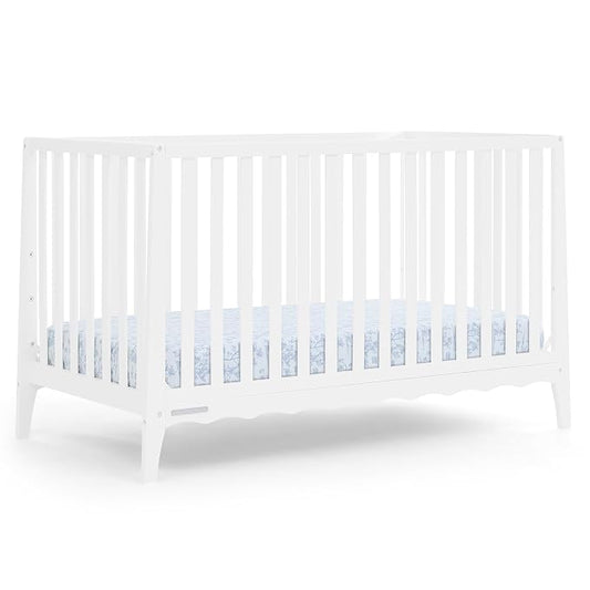 Delta Children Lulu 5-in-1 Convertible Crib, Converts to Toddler Bed, Daybed, Sofa & Full-Size Bed, Greenguard Gold Certified, Fits Standard Crib Mattress, 3 Mattress Heights for Baby,Bianca White