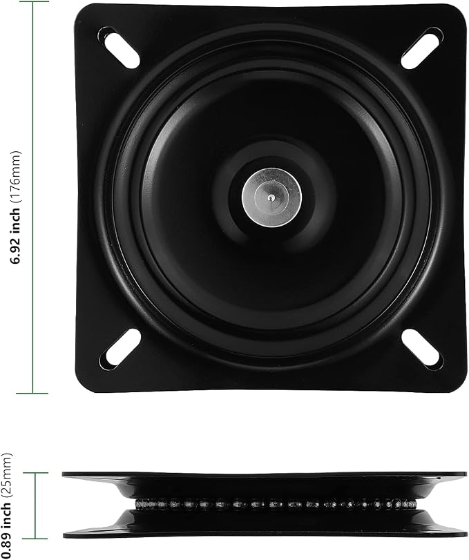 HAKZEON 4 PCS 7 Inch Bar Stool Swivel Plate, Heavy Duty Swivel Base Mount Plate for Home, Office, Black