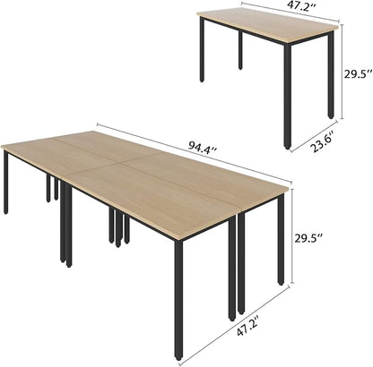 Bonzy Home 4PCS Conference Tables 8FT Computer Desk Study Writing Podcast Table for Meeting Room Conference Room for 10 People, 94.4"x47.2"x29.5", Natural