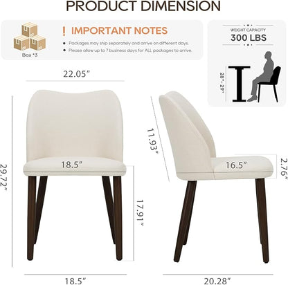 COLAMY Upholstered Dining Chairs Set of 6, Modern Fabric Dining Room Kitchen Side Chair with Padded Seat and Wood Legs for Restaurant/Cafe, Beige