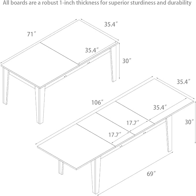 71"-106" Extendable Dining Table for 4-12 People, Space-Saving Extra Long Transformer Table with Extension Leaves Holder, Walnut
