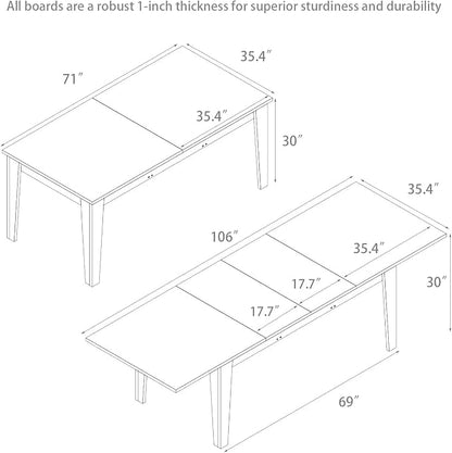 71"-106" Extendable Dining Table for 4-12 People, Space-Saving Extra Long Transformer Table with Extension Leaves Holder, Oak