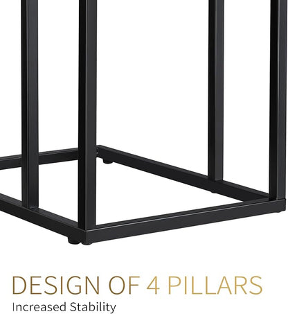 C Shaped Side Table Set of 2, Skinny Sofa Table for Sofa and Bed, Couch Tables That Slide Under, Small End Tables for Living Room, Bedroom or Small Spaces, Black