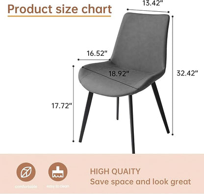 HIPIHOM Dining Chairs Set of 4, Modern Dining & Kitchen Room Chairs, Upholstered Faux Leather Cushion Seat and Sturdy Metal Legs (4 Grey Chairs)