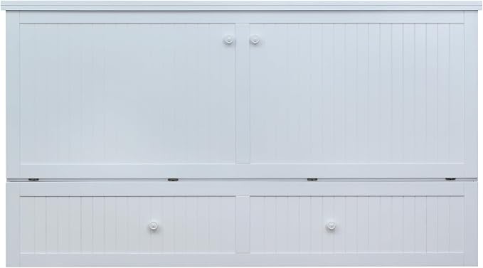 Mega Solutions Murphybedz Tuscany Murphy Cabinet Chest Bed with Charging Station 6 Inch (White, King)