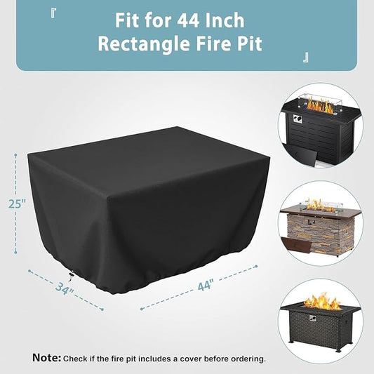 SHINESTAR Fire Pit Table Cover for Outland Living 401/403 Outdoor Propane Gas Fire Table, 44 Inch Heavy Duty Waterproof Rectangular Fire Pit Cover, Black