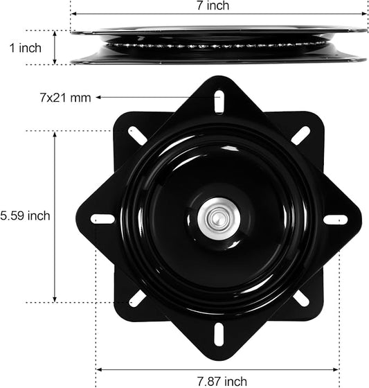 Frassie 2 Pack 7 Inch Bar Stool Chair Swivel Plate Replacement, 360 Degree Swivel Square Heavy Duty Turntable for Recliner Chair