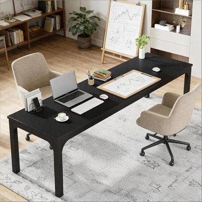 Practical Computer Desk,Rectangle Conference Table,Executive Desk(Only Table) (Black + Iron + MDF)