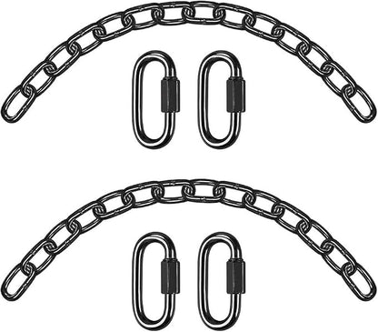 BeneLabel 2Pcs 28 inch Black Heavy Duty Hanging Chains with 4 Carabiners 1000 LB Capacity Hanging Hammock Chair Hardware Extension Chain for Swing, Hanging Chair, Punching Bags, Indoor and Outdoor