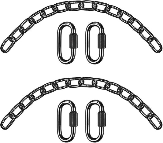 BeneLabel 2Pcs 28 inch Black Heavy Duty Hanging Chains with 4 Carabiners 1000 LB Capacity Hanging Hammock Chair Hardware Extension Chain for Swing, Hanging Chair, Punching Bags, Indoor and Outdoor